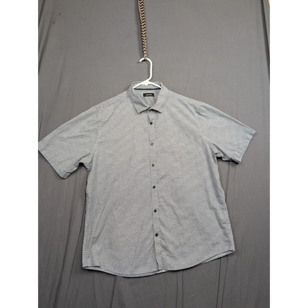 Alfani Men's Short Sleeve Button-Down Shirt Size Large Black & White